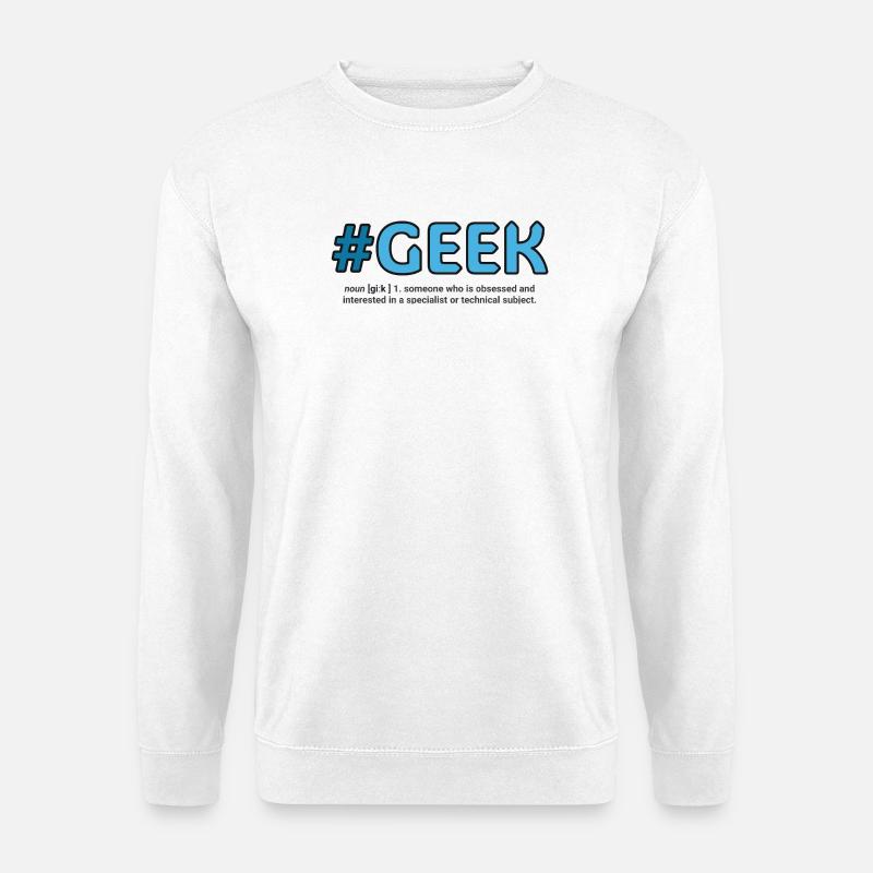 Blauer Hashtag Geek Crest - Unisex Pullover - Weiß