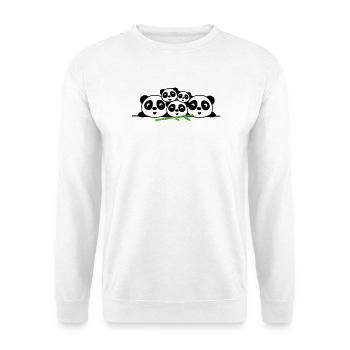 Familie Pandas und Bambus – 2 Eltern, 3 Kinder - Unisex Pullover - Weiß - Vorne - Alina (178cm) & Michal (187cm)