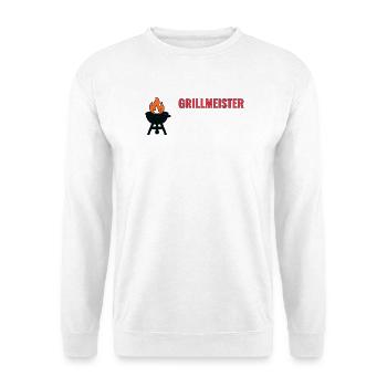 Grillmeister Icon Shirt – BBQ T-Shirt Geschenkidee - Unisex Pullover - Weiß - Vorne - Alina (178cm) & Michal (187cm)