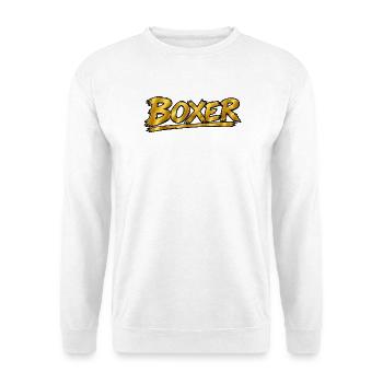 Boxer Gold Brush Logo - Unisex Pullover - Weiß - Vorne - Alina (178cm) & Michal (187cm)