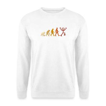 Evolution Mensch Freude Retro Design - Unisex Pullover - Weiß - Vorne - Alina (178cm) & Michal (187cm)