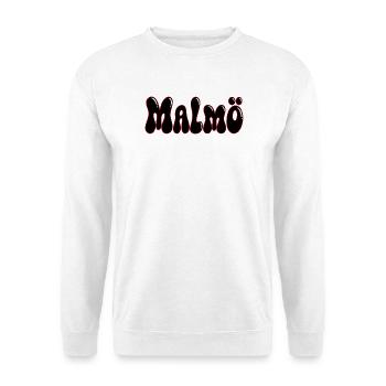 MALMO Glänzendes Schwarzrot - Unisex Pullover - Weiß - Vorne - Alina (178cm) & Michal (187cm)