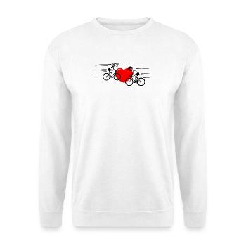 Zwei Radfahrer mit Herz in der Mitte - Unisex Pullover - Weiß - Vorne