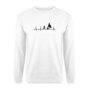 Fahrrad Heartbeat mit Fahrradfahrer im Wald - Unisex Pullover - Weiß - Vorne