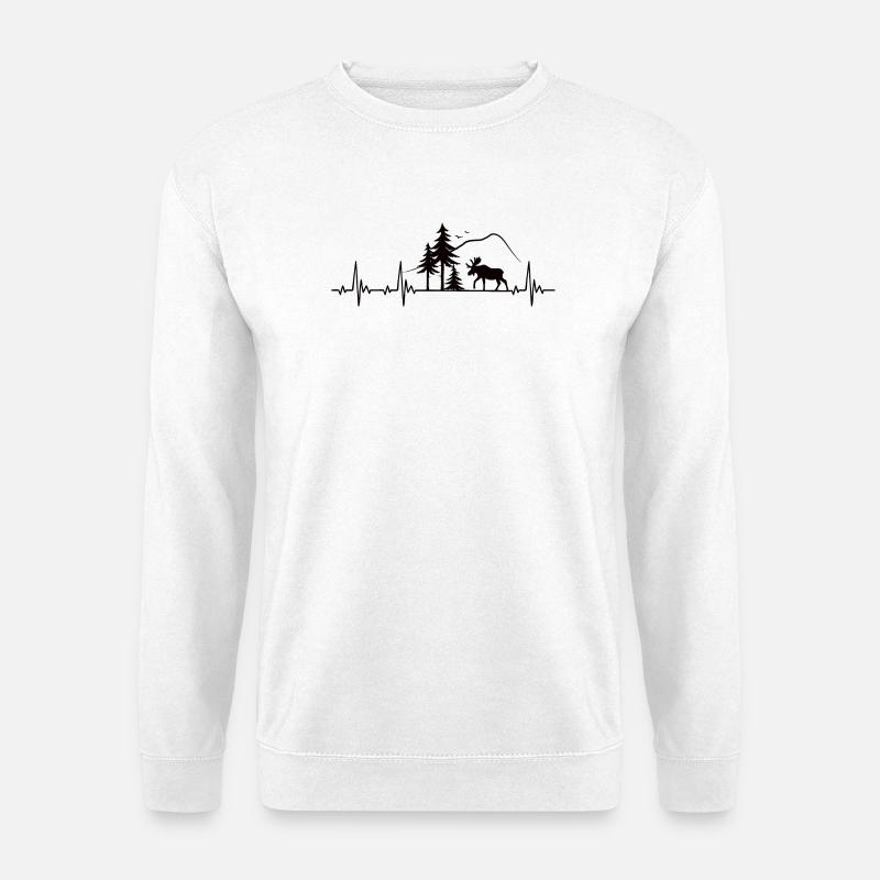 Elch Heartbeat Geschenk - Unisex Pullover - Weiß