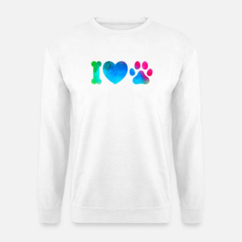 Bunte Pfotenliebe Wasserfarben - Unisex Pullover - Weiß