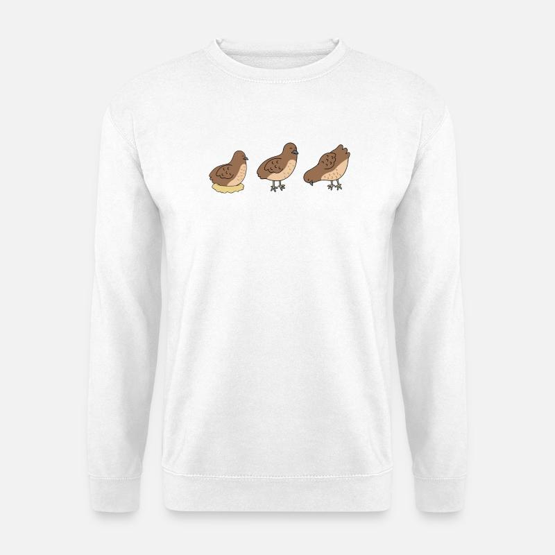Trois Cailles - Design minimaliste de caille - Sweat-shirt Unisexe - blanc