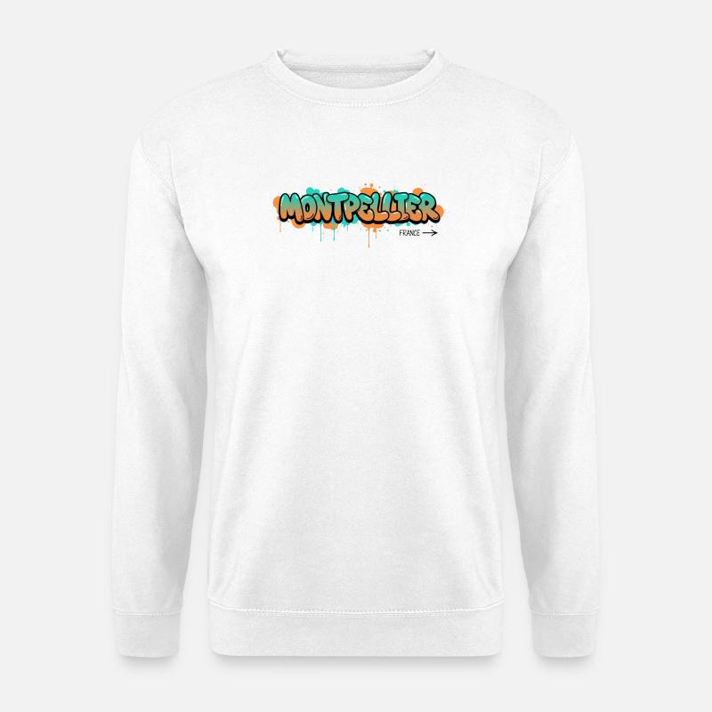 Graffiti-Stil Montpelllier Stadtname Design - Unisex Pullover - Weiß