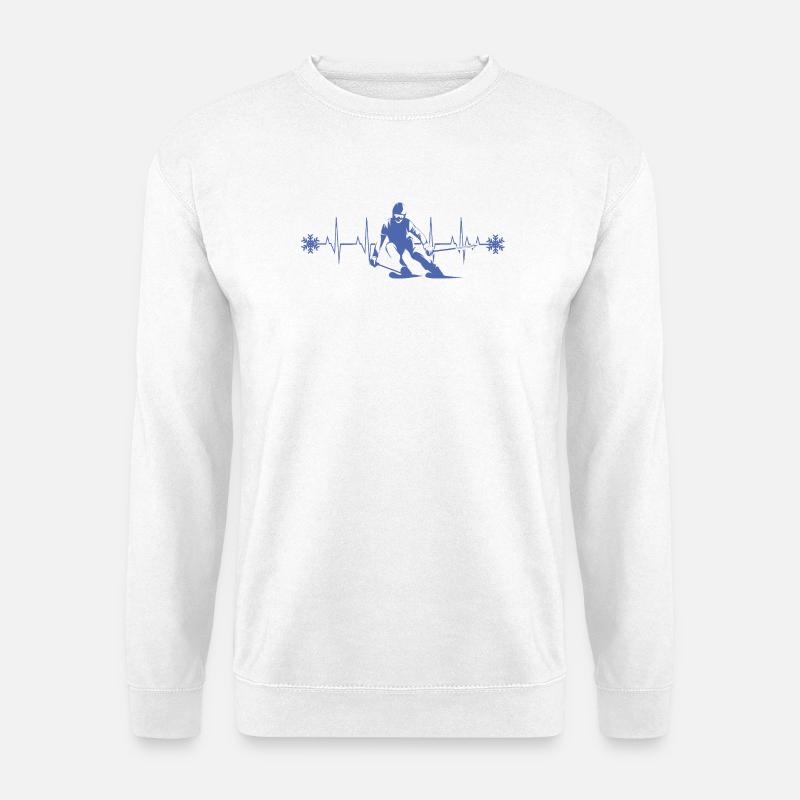Skifahrer Silhouette Winter Minimalistisch - Unisex Pullover - Weiß