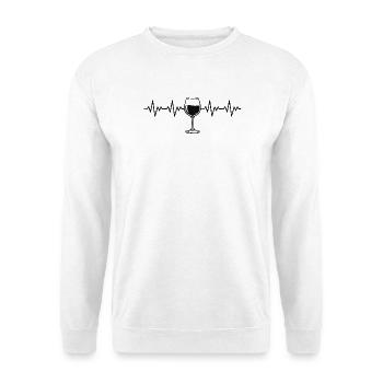 Wine glass, wine drinker, wine, red wine, ECG, heartbeat - Unisex Sweatshirt - white - Front