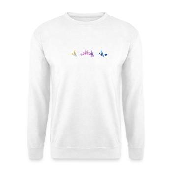 Fahrrad-Herzschlag im Regenbogen - Unisex Pullover - Weiß - Vorne