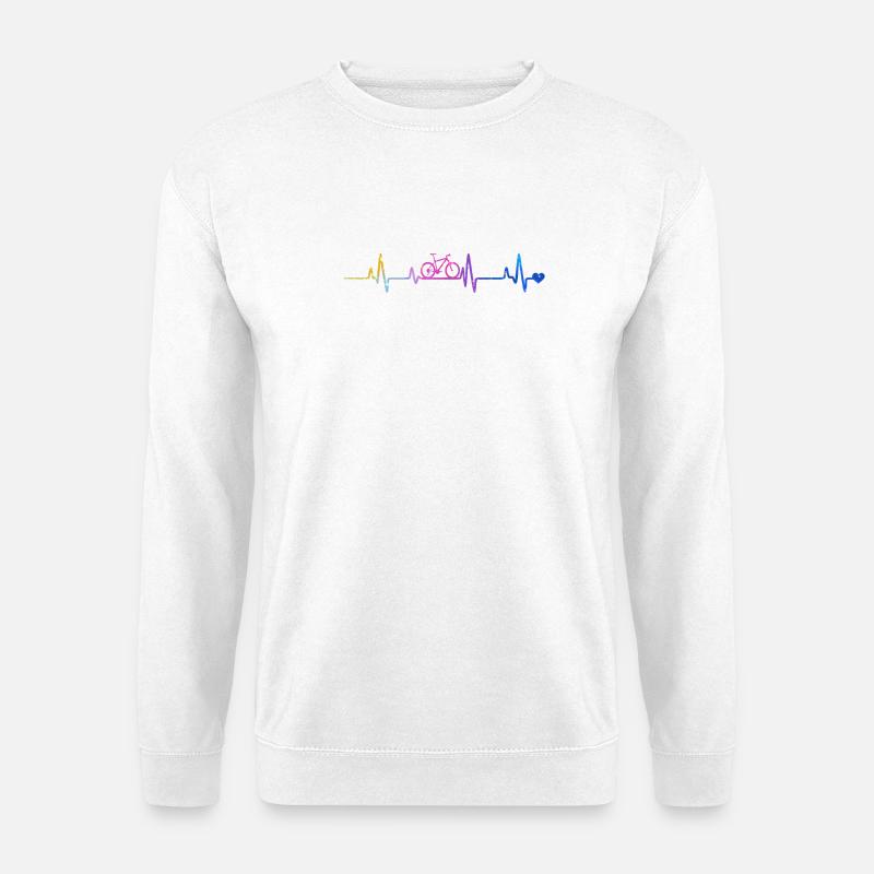 Fahrrad-Herzschlag im Regenbogen - Unisex Pullover - Weiß