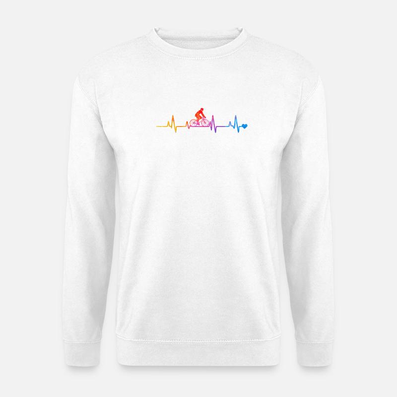 Regenbogenradeln mit Herzschlag - Unisex Pullover - Weiß