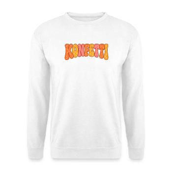 Konfetti Retro 70er Jahre Karneval Fasching Shirt - Unisex Pullover - Weiß - Vorne - Alina (178cm) & Michal (187cm)