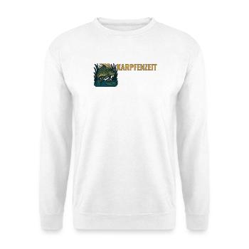 Karpfenangeln Karpfenzeit. - Unisex Pullover - Weiß - Vorne - Alina (178cm) & Michal (187cm)