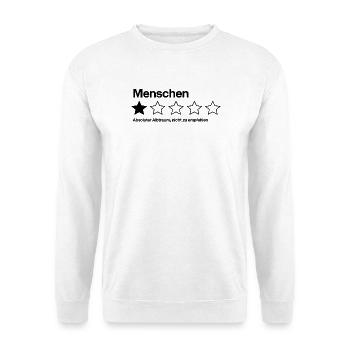 Menschen Ein Stern nicht zu empfehlen - Unisex Pullover - Weiß - Vorne - Alina (178cm) & Michal (187cm)