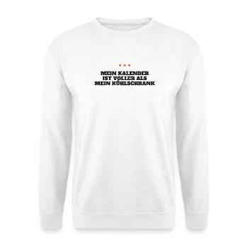Mein Kalender ist voller als mein Kühlschrank - Unisex Pullover - Weiß - Vorne - Alina (178cm) & Michal (187cm)