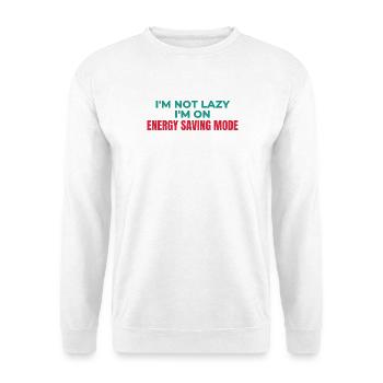 Energiesparmodus nicht faul - Unisex Pullover - Weiß - Vorne - Alina (178cm) & Michal (187cm)