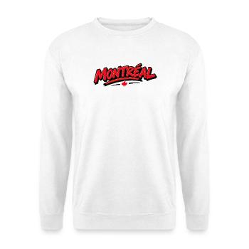 Montreal Schriftzug mit Ahornblatt - Unisex Pullover - Weiß - Vorne - Alina (178cm) & Michal (187cm)