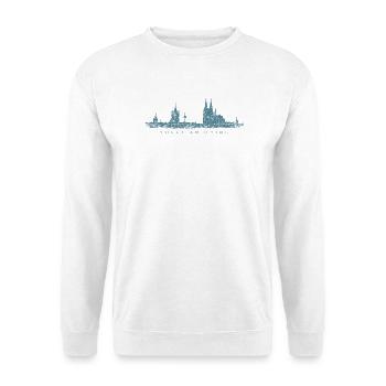 Kölle am Rhing Köln Kölner Skyline (Vintage Blau) - Unisex Pullover - Weiß - Vorne