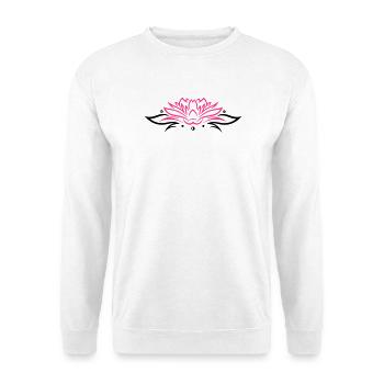 Large lotus flower with small tribal. - Unisex Sweatshirt - white - Front