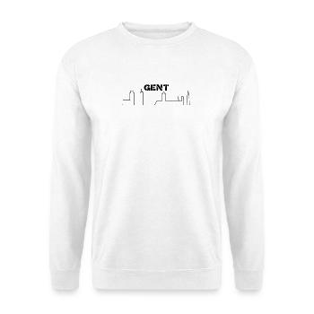 minimalistische Skyline von Gent - Unisex Pullover - Weiß - Vorne