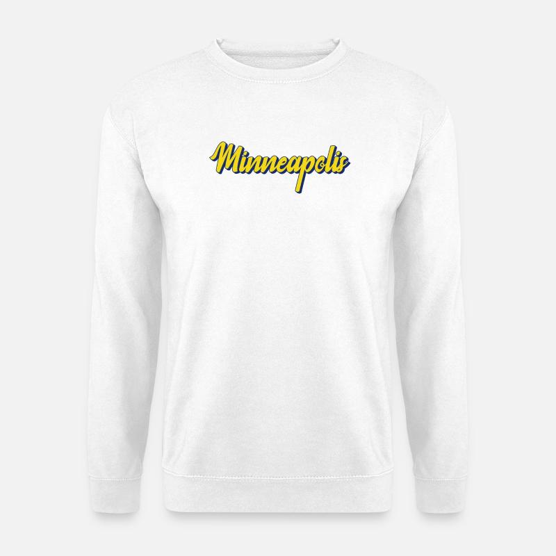 Minneapolis Schriftzug BlauGelb - Unisex Pullover - Weiß