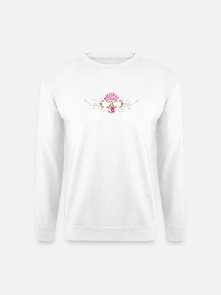 Lotus Ornament mit Yin und Yang Symbol  - Unisex Pullover - Weiß