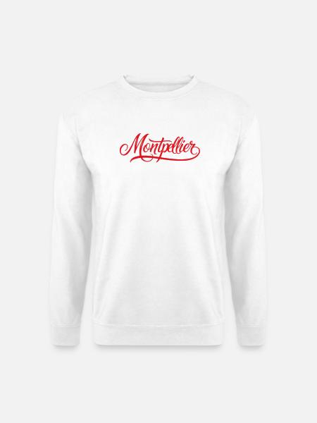 Montpellier Stadtansicht Silhouette - Unisex Pullover - Weiß
