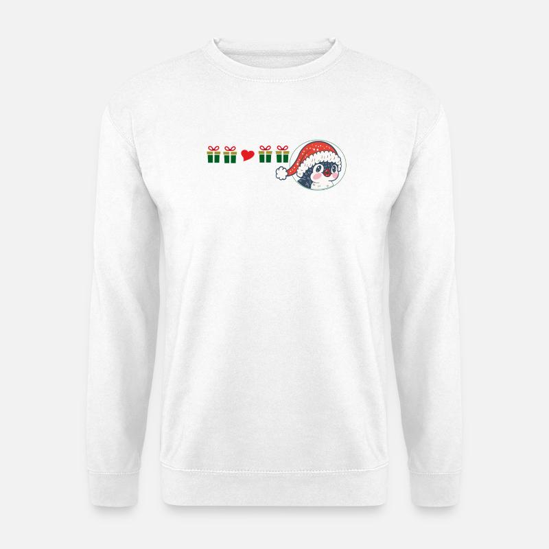 Penguin with Santa hat - Unisex Sweatshirt - white