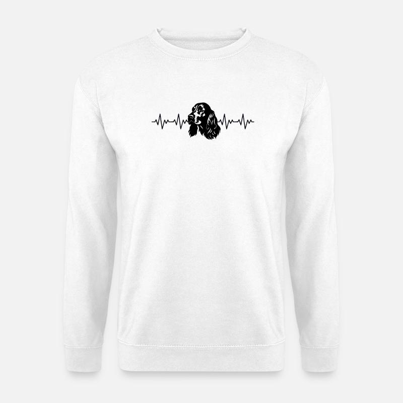 Cocker Spaniel ECG Heartbeat - Unisex Sweatshirt - white