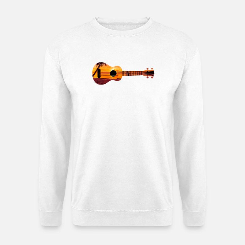 Hawaiian Ukulele Uke Beach Sunset - Unisex Pullover - Weiß