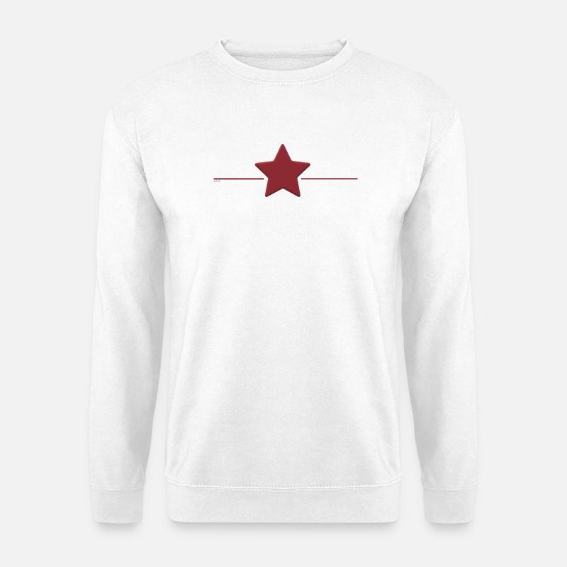 Roter Stern mit Randlinie - Unisex Pullover - Weiß