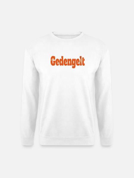 gedengelt text in orange Muster  - Unisex Pullover - Weiß