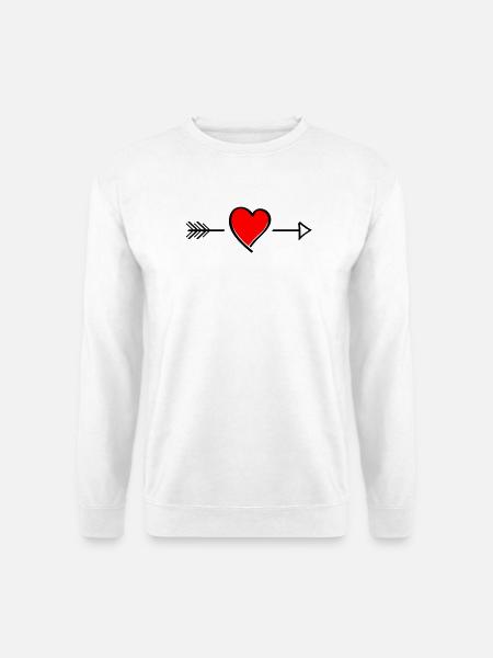 Heart contrast on black - Unisex Sweatshirt - white