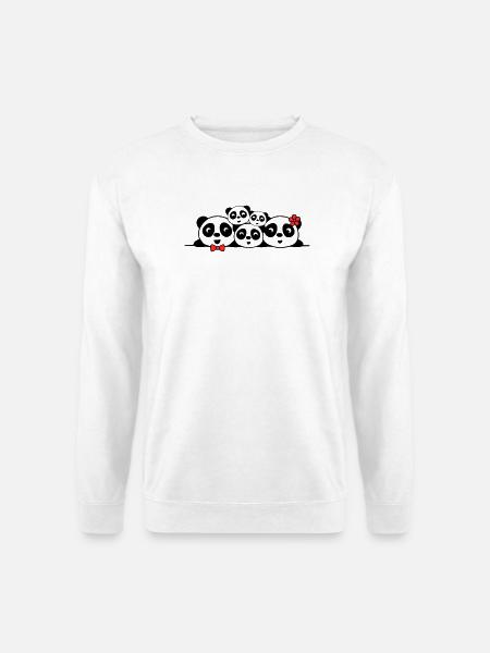 Pandas Chic Familie – 2 Eltern, 3 Kinder - Unisex Pullover - Weiß