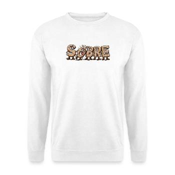 NÜCHTERNES Cartoon-Knispern - Unisex Pullover - Weiß - Vorne - Alina (178cm) & Michal (187cm)