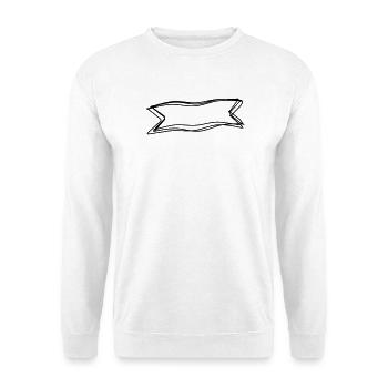 Schriftband handgezeichnet - Unisex Pullover - Weiß - Vorne - Alina (178cm) & Michal (187cm)