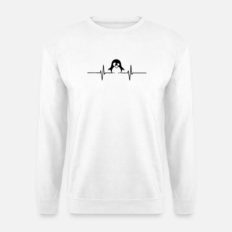 Herzlinie Pinguin Tier Liebe Fun lustig Geschenk - Unisex Pullover - Weiß