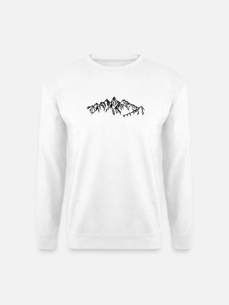 Berge Schwarze Silhouetten im Nebel - Unisex Pullover - Weiß