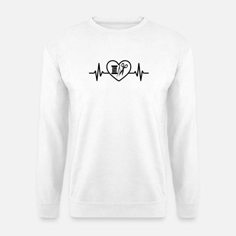 Nähen Garnrolle Nadel Schere Herz - Unisex Pullover - Weiß