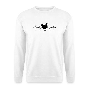 Hahn Gockel Henne EKG Herzschlag - Unisex Pullover - Weiß - Vorne