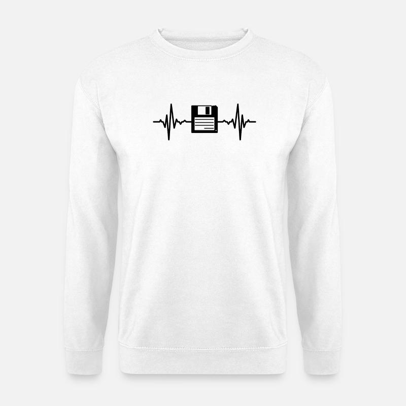 Floppy Disk Heart Line - Unisex Sweatshirt - white
