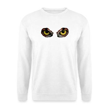 Nachtauge: Uhu-Blick in Gelb - Unisex Pullover - Weiß - Vorne