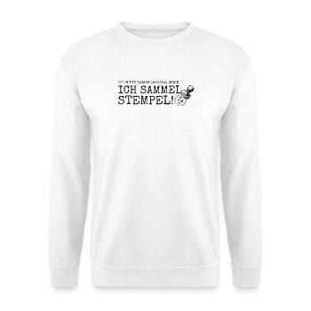 Schritte sammeln kann jeder – Ich sammel Stempel - Unisex Pullover - Weiß - Vorne