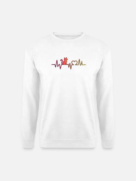 Herzschlag-Katze im Farbverlauf - Unisex Pullover - Weiß
