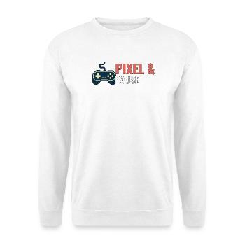 Pixel & Pause. - Unisex Pullover - Weiß - Vorne - Alina (178cm) & Michal (187cm)