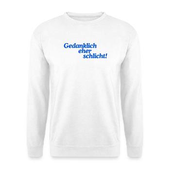 Gedanklich eher schlicht! - Unisex Pullover - Weiß - Vorne - Alina (178cm) & Michal (187cm)