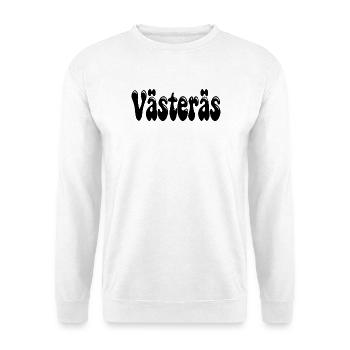 Västerås Typo Black Gloss - Unisex Pullover - Weiß - Vorne - Alina (178cm) & Michal (187cm)
