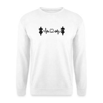 Motorrad-Frontansicht Cardio-Motor-Enthusiast - Unisex Pullover - Weiß - Vorne